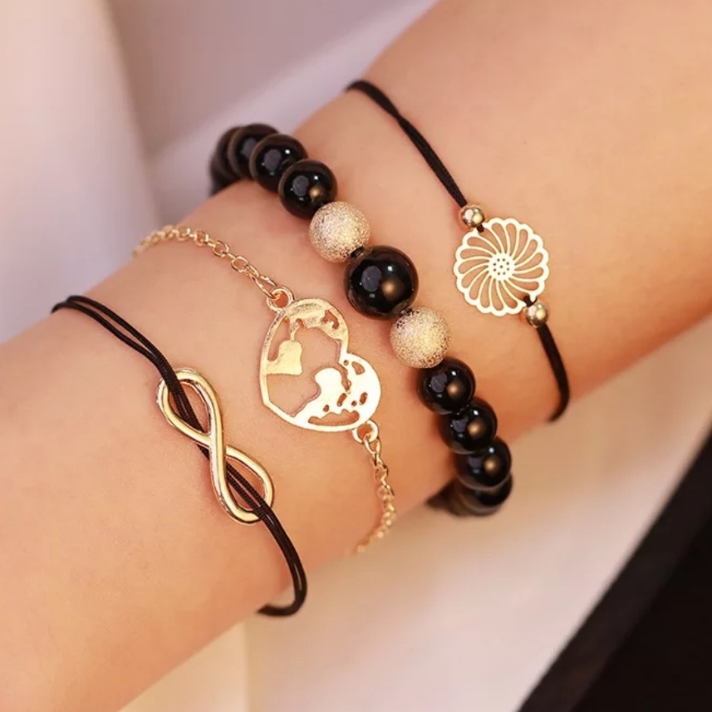 5 Piece Bracelet Infinity Flower Set
